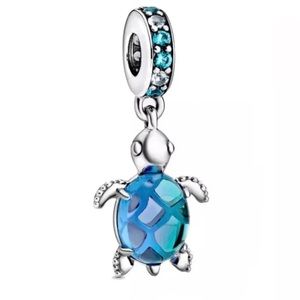 PANDORA Murano Glass sea turtle Dangle charm.